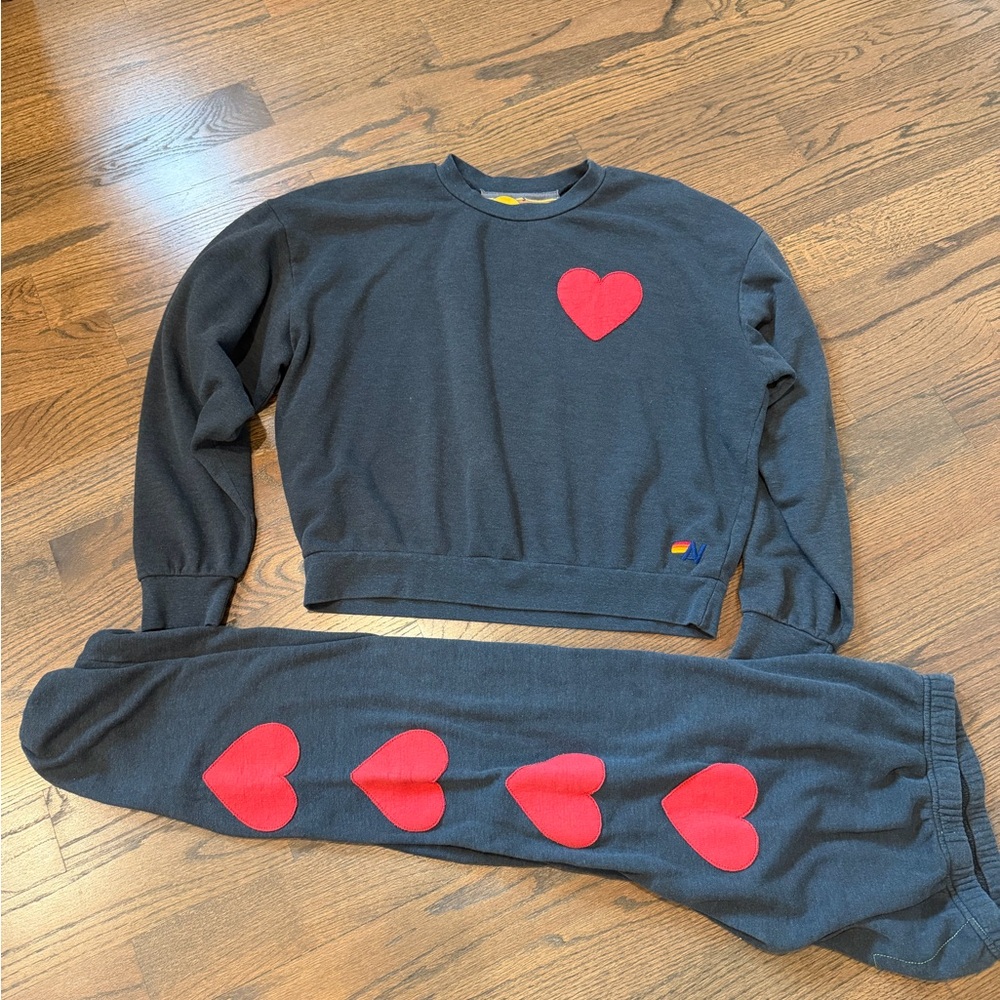 AVIATOR NATION Heart Set -Top sz S and Bottom sz XS